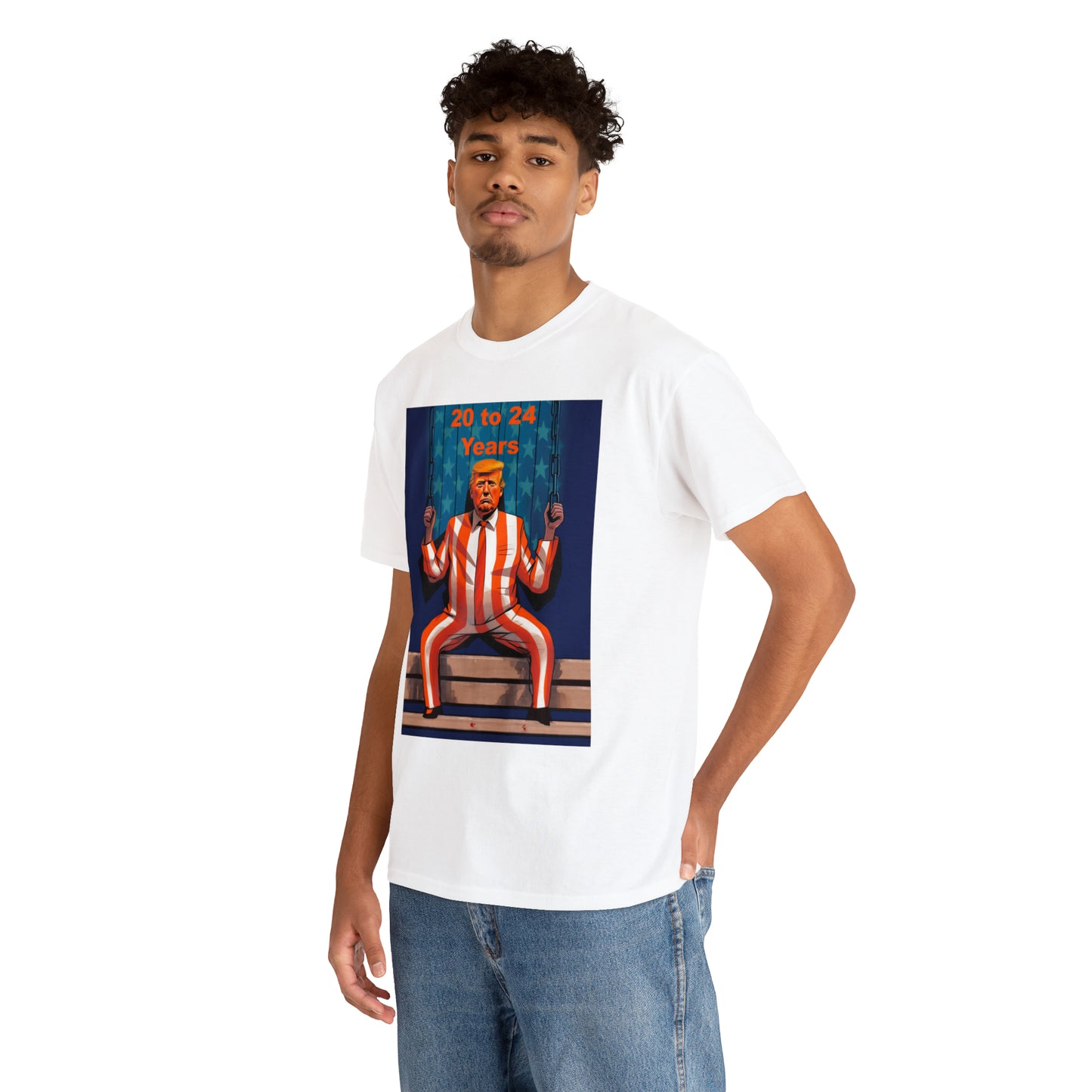 20 to 24 Years - Organge Man on a Bench - Unisex Heavy Cotton Tee