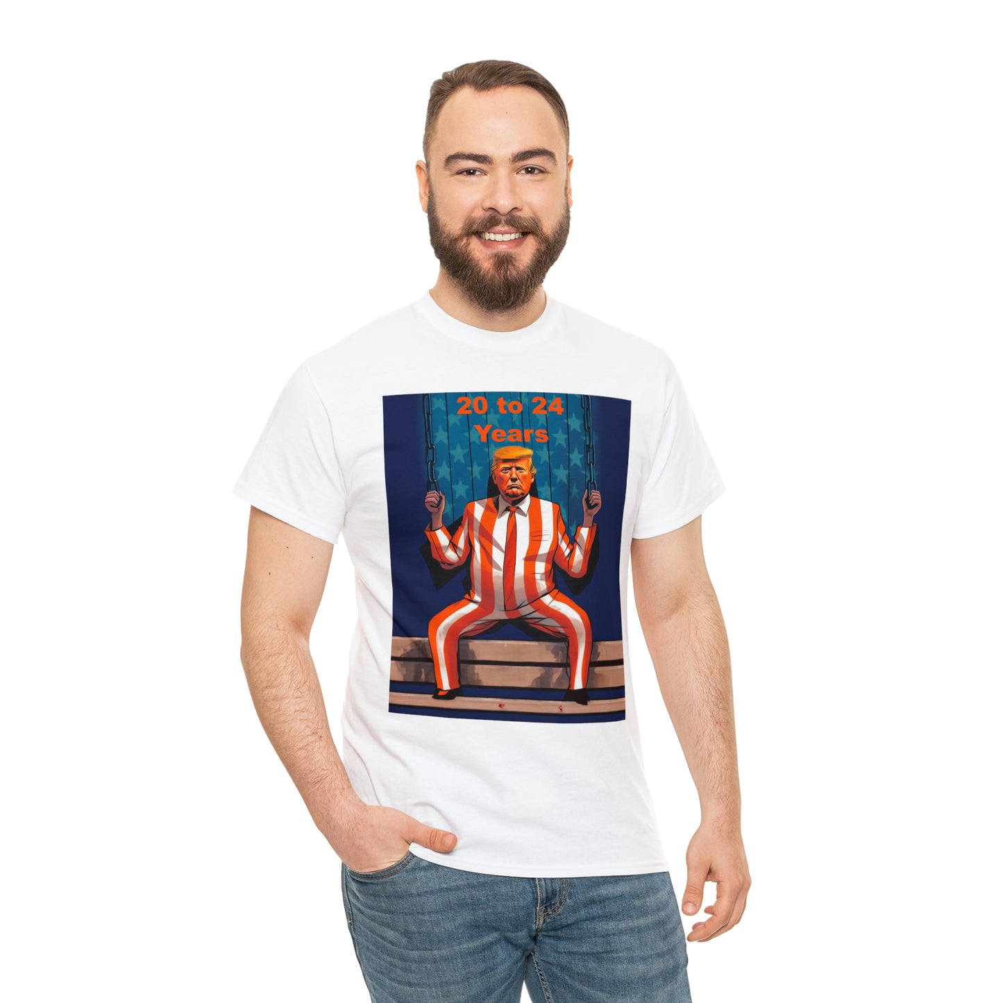 20 to 24 Years - Organge Man on a Bench - Unisex Heavy Cotton Tee