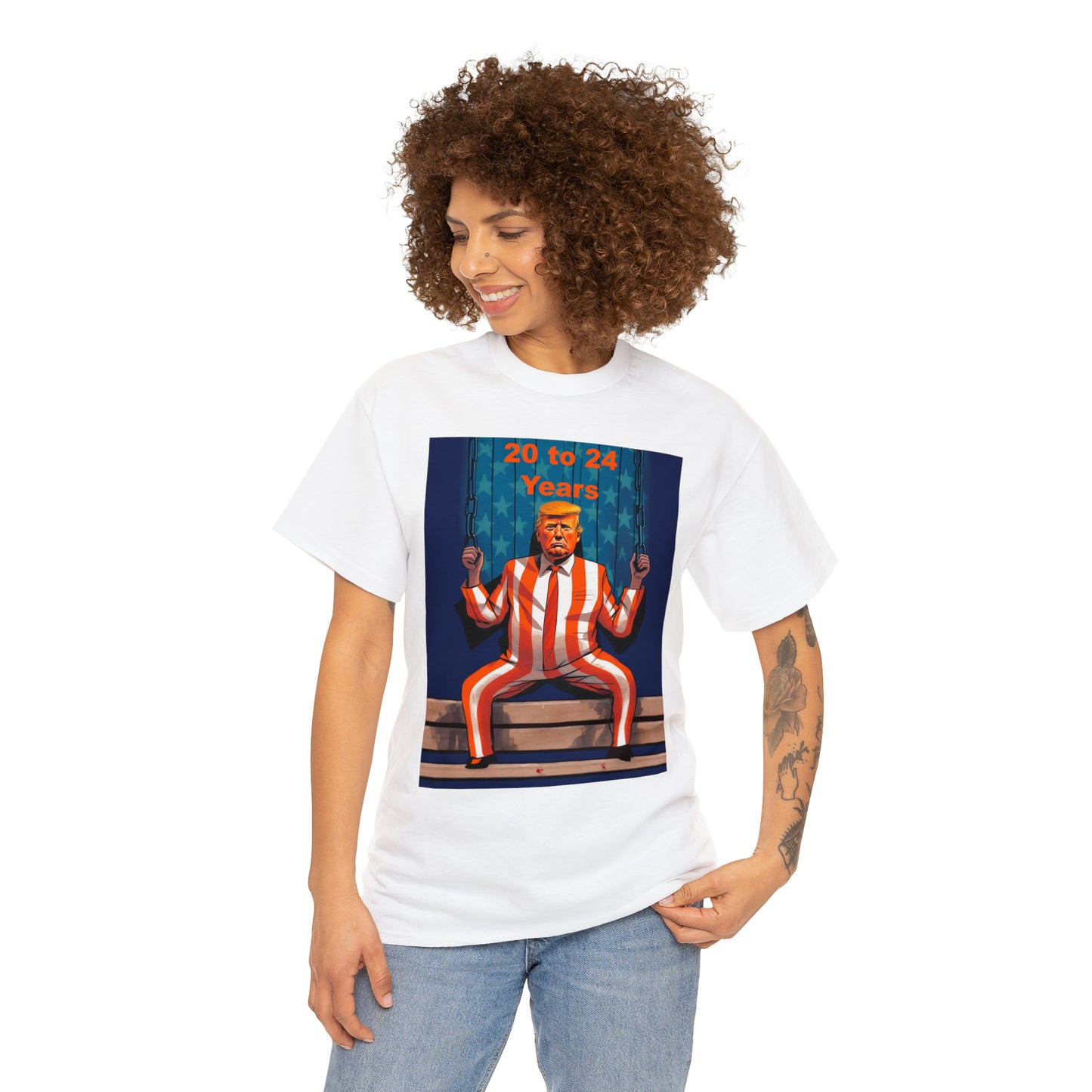 20 to 24 Years - Organge Man on a Bench - Unisex Heavy Cotton Tee